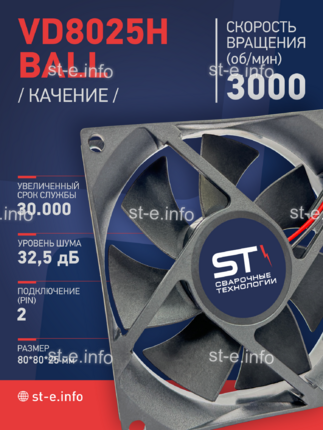 Вентилятор  VD8025H Ball (качения) 12V - st-e.info - Железногорск