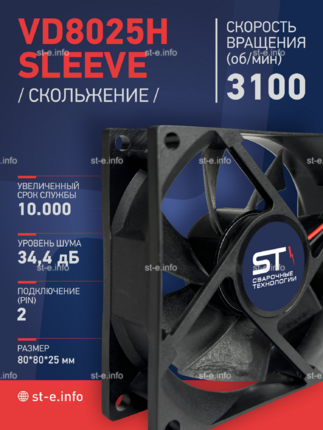 Вентилятор VD8025H sleeve (скольжение) 24V - st-e.info - Железногорск